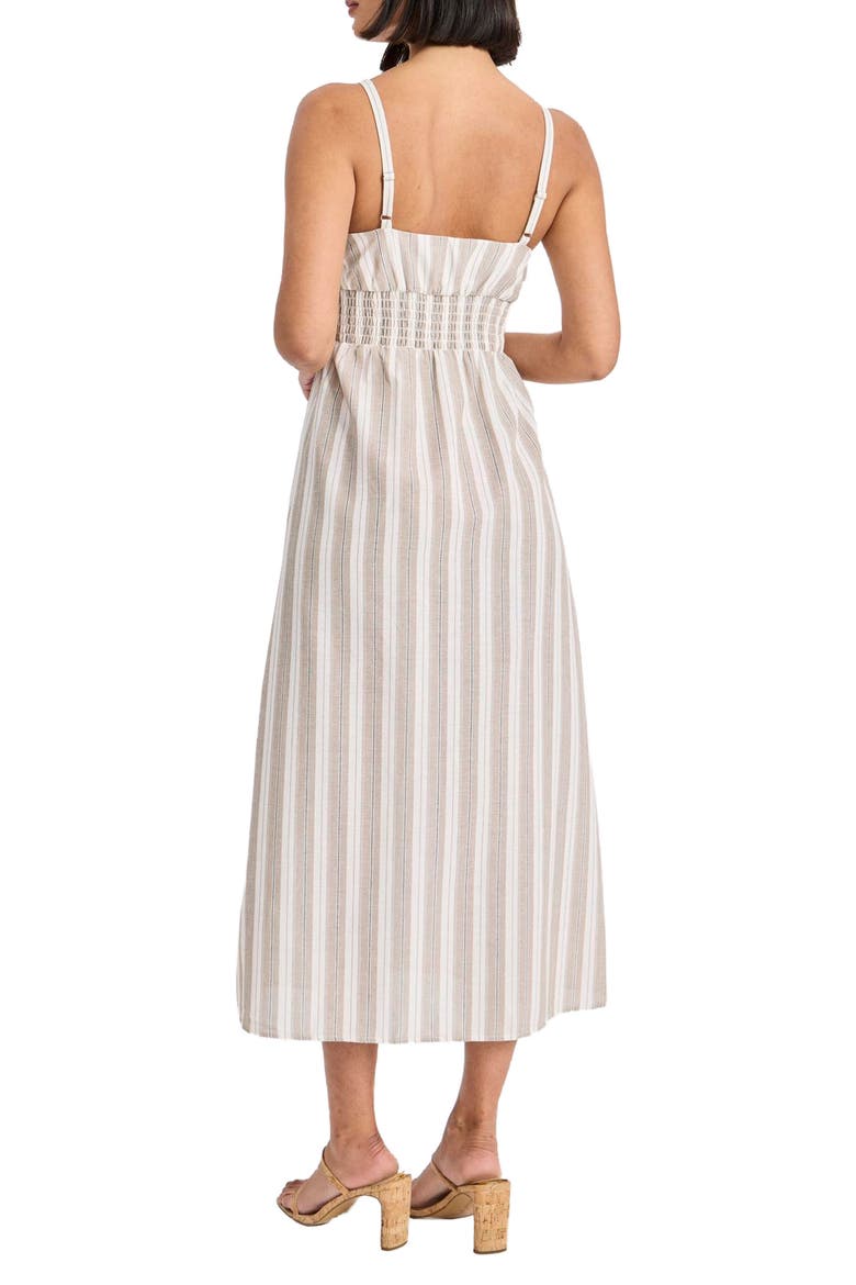 Stripe Square Neck Midi Dress, Alternate, color, TAN COMBO
