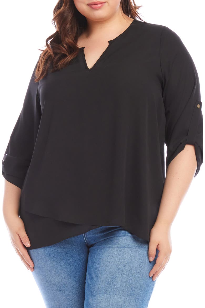Asymmetrical Crepe Top, Main, color, BLACK