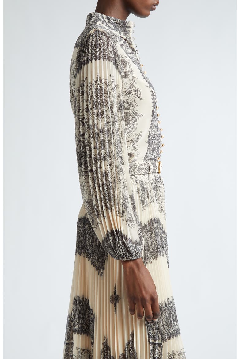Sunray Pleated Button-Up Shirt, Alternate, color, TEA PAISLEY