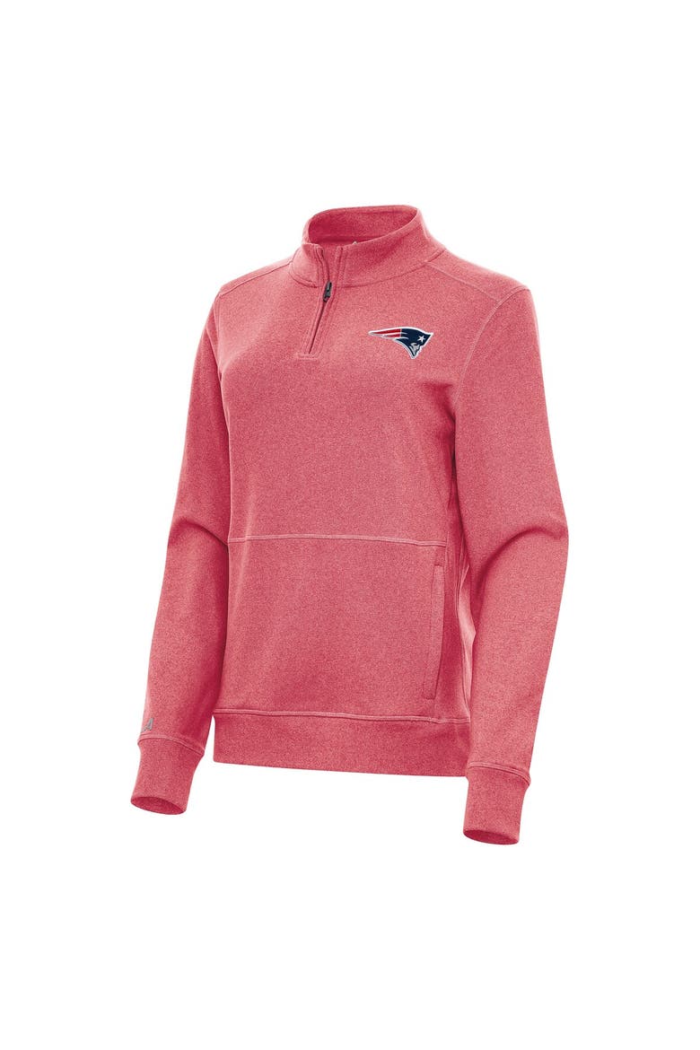 Women's Antigua  Heather Red New England Patriots Crush Quarter-Zip Jacket, Main, color, Heather Red