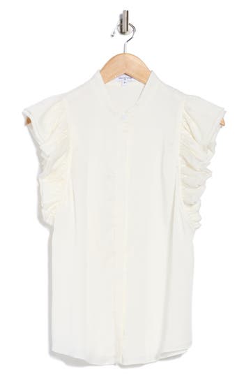 Area Stars Drew Ruffle Sleeve Top In White