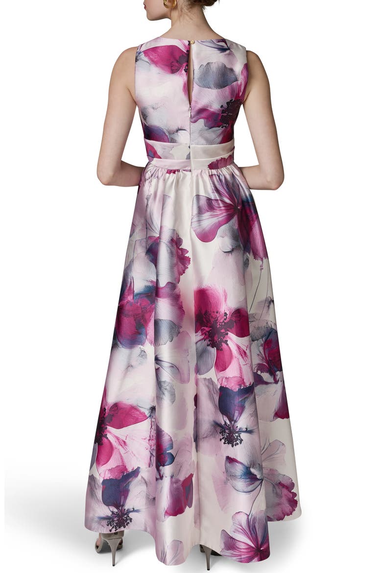 V-Neck Print Ballgown, Alternate, color, SANGRIA MULTI