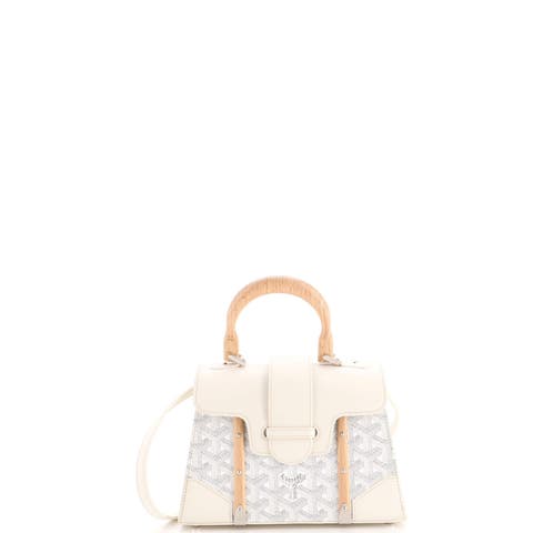 Structured Saigon Top Handle Bag Coated Canvas with Leather Mini