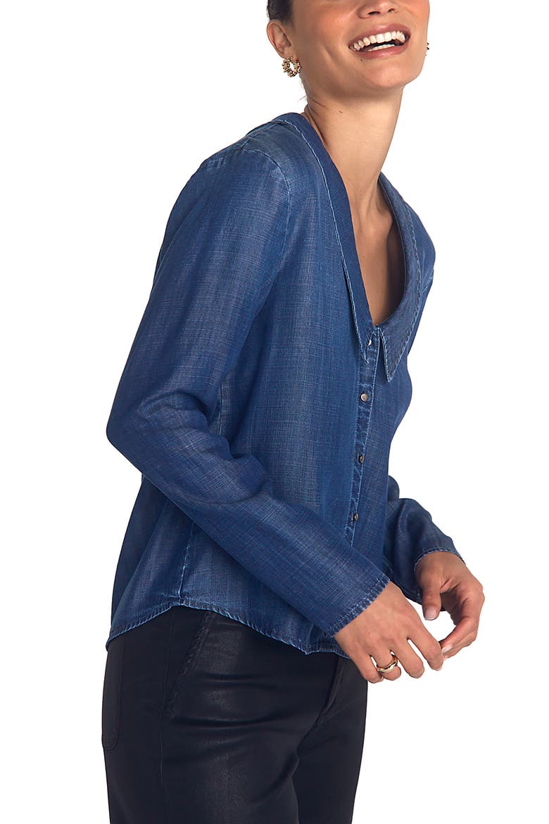 Puritan Collar Chambray Button-Up Shirt, Alternate, color, MOONLIT WASH