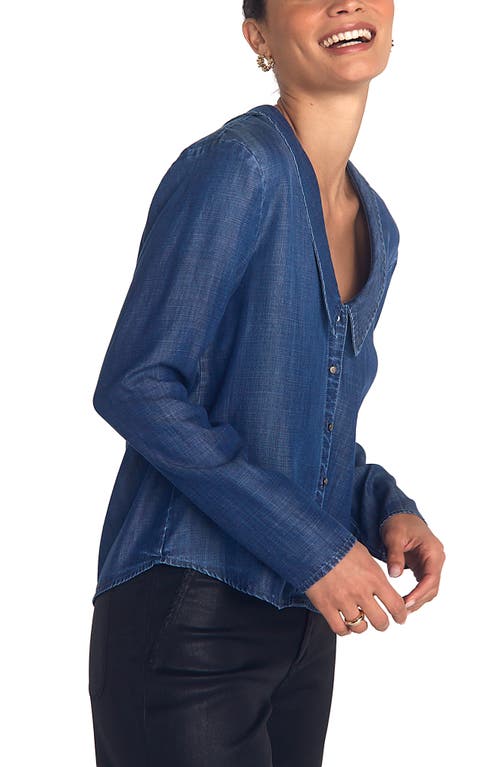 Bella Dahl Puritan Collar Chambray Button-up Shirt In Blue