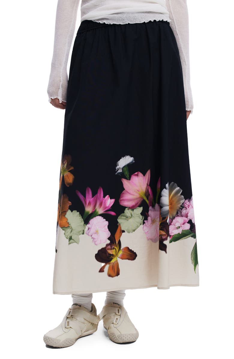 Desigual Floral Print Maxi Skirt, Main, color, 