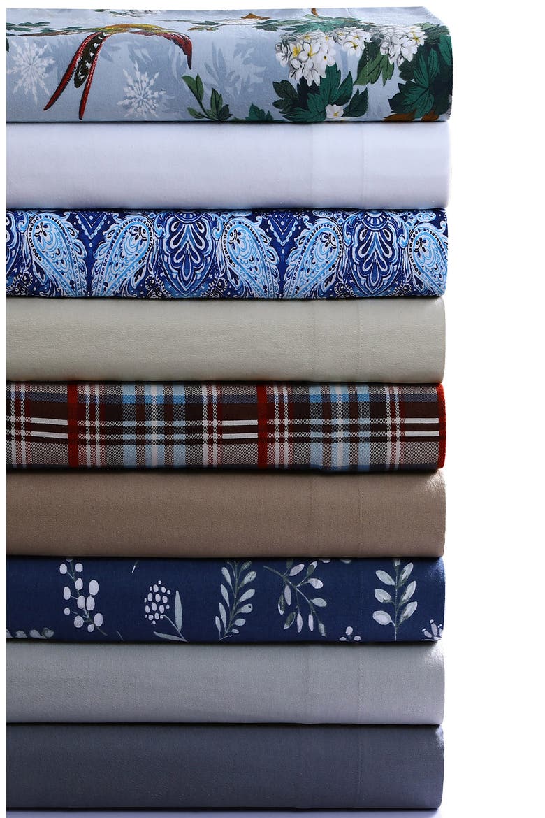 Brentwood Plaid Cotton Flannel Sheet Set, Alternate, color, BROWN