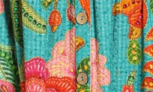 Apny Mixed Print Long Tiered Dress In Turquoise Multi In Turquoise Multi