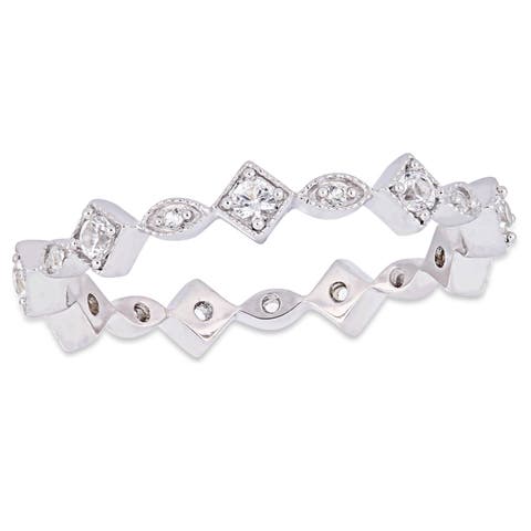 Lab-Created White Sapphire Eternity Ring 10k