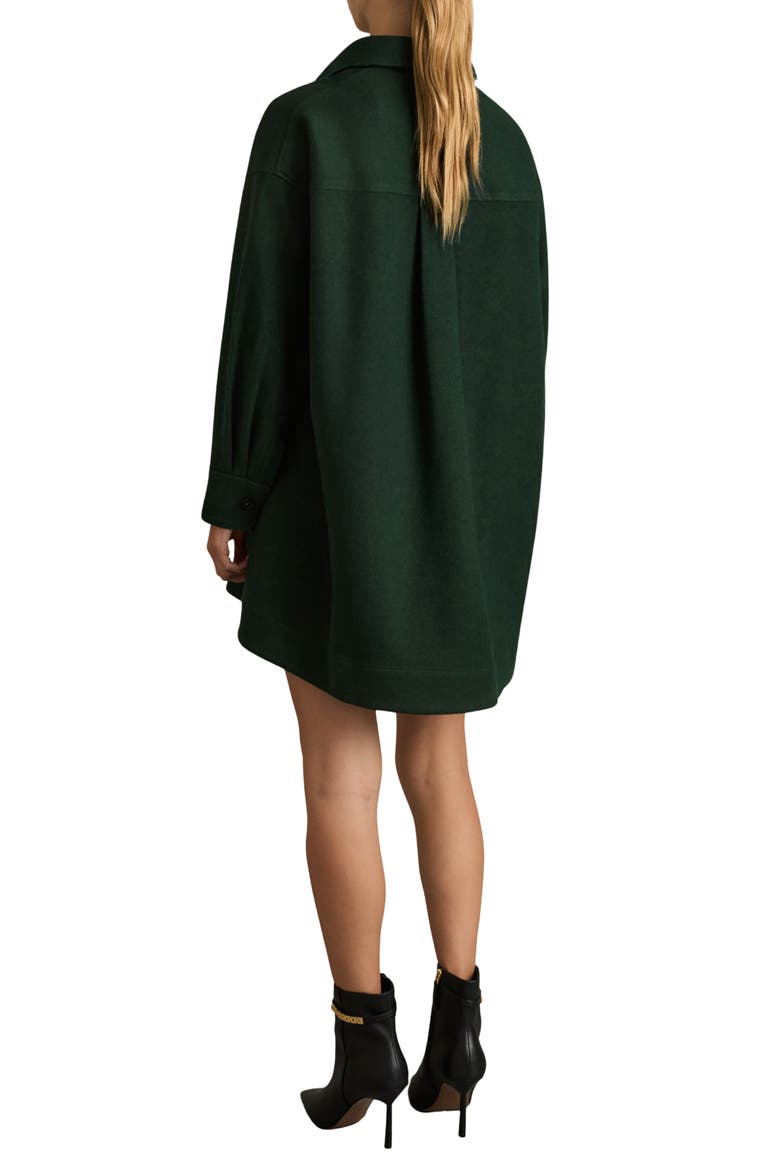 Lauren Long Sleeve Wool & Cotton Blend Minidress, Alternate, color, GREEN