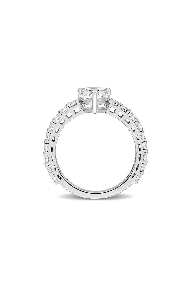 Sterling Silver Pear-Cut Lab-Created White Sapphire Ring, Alternate, color, SILVER