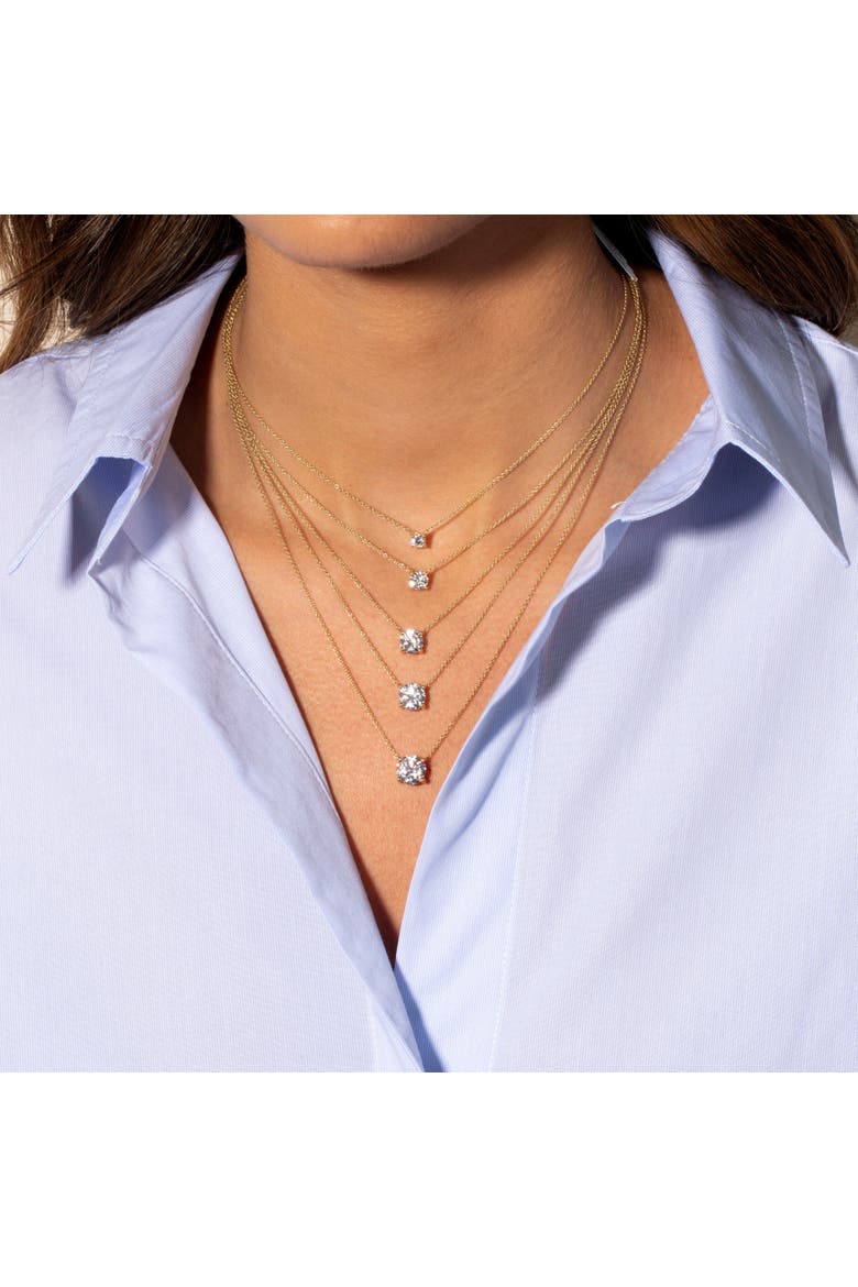 Lab Grown Diamond Round Solitaire Necklace 14K, Alternate, color, 14K White Gold - 0.5 Carat