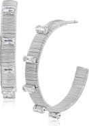 CZ by Kenneth Jay Lane Emerald Cut Cubic Zirconia Cobra Hoop Earrings