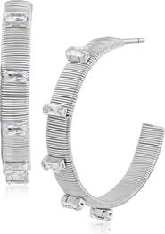 CZ by Kenneth Jay Lane Emerald Cut Cubic Zirconia Cobra Hoop Earrings
