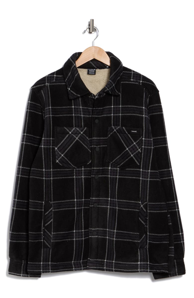 Hurley Plaid Polar Fleece & Faux Shearling Shirt Jacket, Alternate, color, 