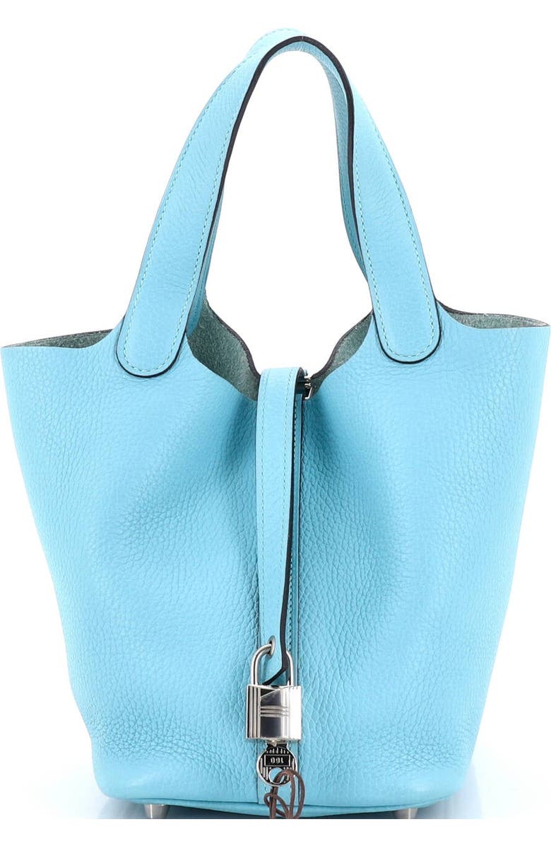 Pre-Owned Hermes Picotin Lock Bag Clemence PM, Main, color, Bleu Atoll