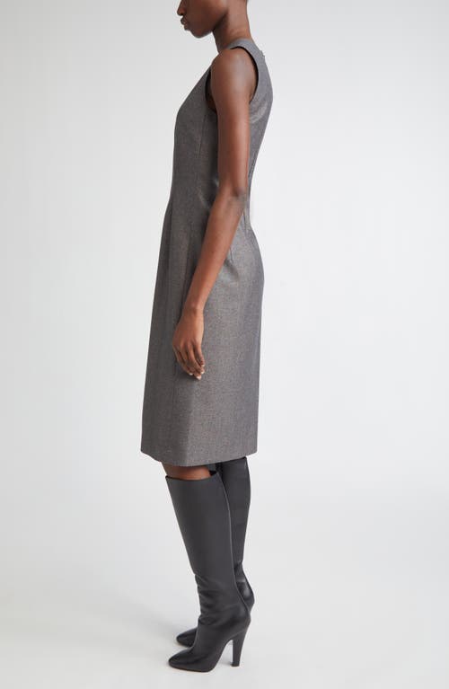 Lafayette 148 New York Harpson Sleeveless Pixelated Wool Blend Twill Sheath Dress In Gray