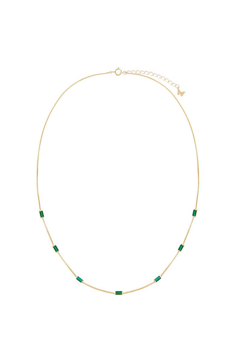 BY ADINA EDEN Multi Emerald Green CZ Baguette Necklace, Alternate, color,