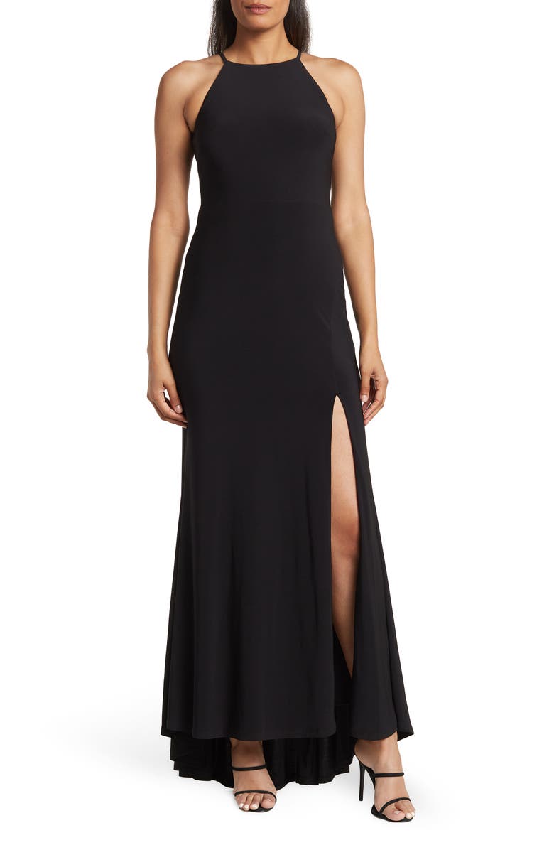Jump Apparel Halter Neck High-Low Gown | Nordstromrack