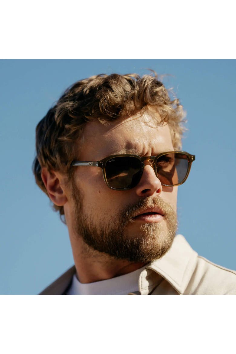 Francis - 52mm Geometric Square Polarized Sunglasses, Alternate, color, Crystal Verde