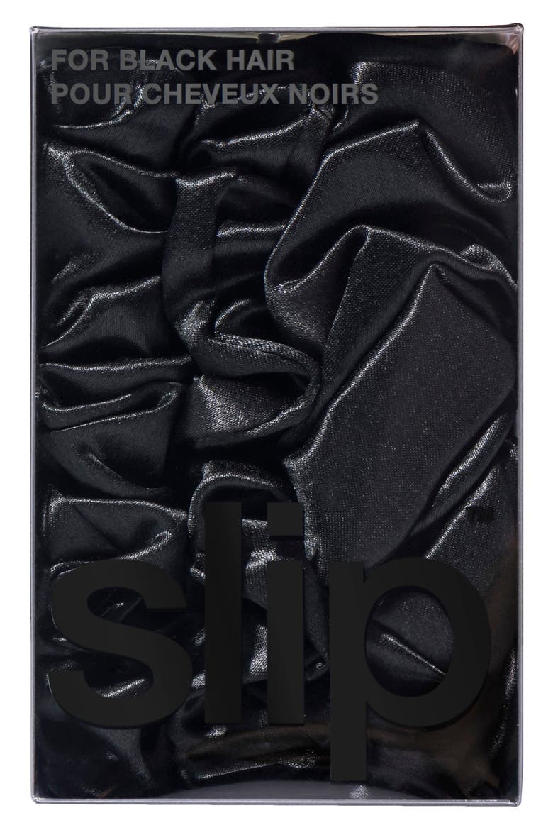 3-Pack Large & Small Silk Scrunchie Set, Alternate, color, BLACK