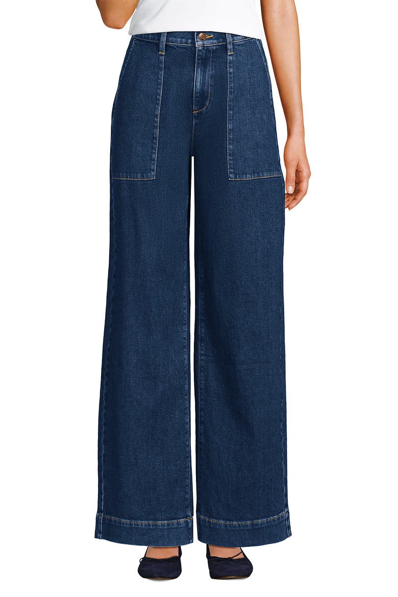 Soft Denim High Rise Wide Leg Utility Jeans, Alternate, color, Crawford Wash