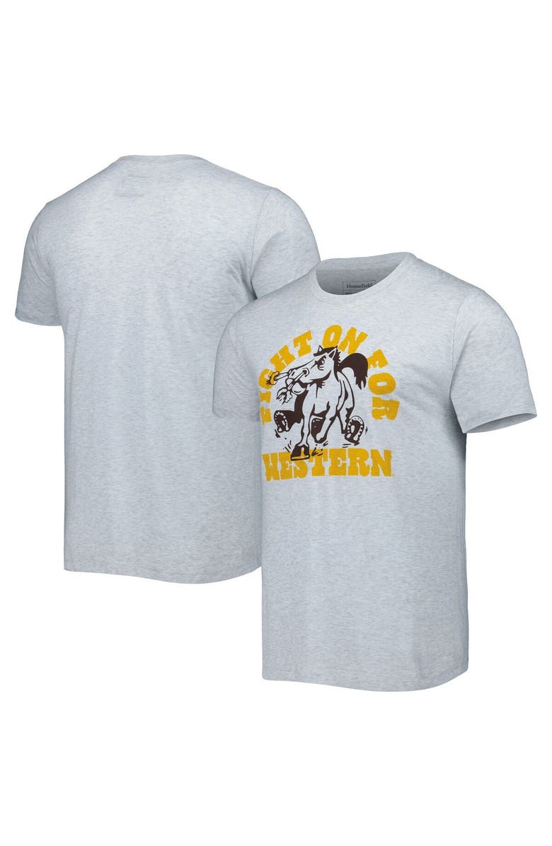 HOMEFIELD Men's Homefield Heather Gray Western Michigan Broncos Fight On For Western T-Shirt, Main, color, 