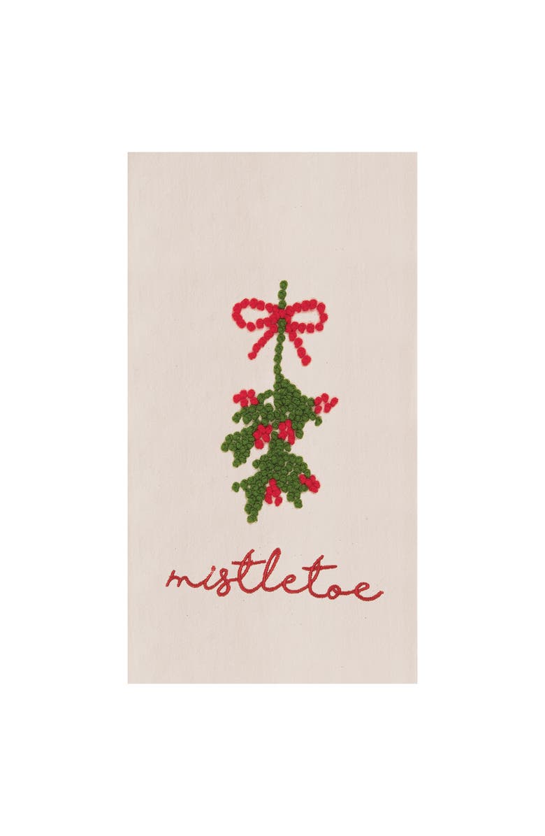 C&F Home Mistletoe Berries French Knot Cotton Embroidered Flour Sack Kitchen Towel, Main, color, 