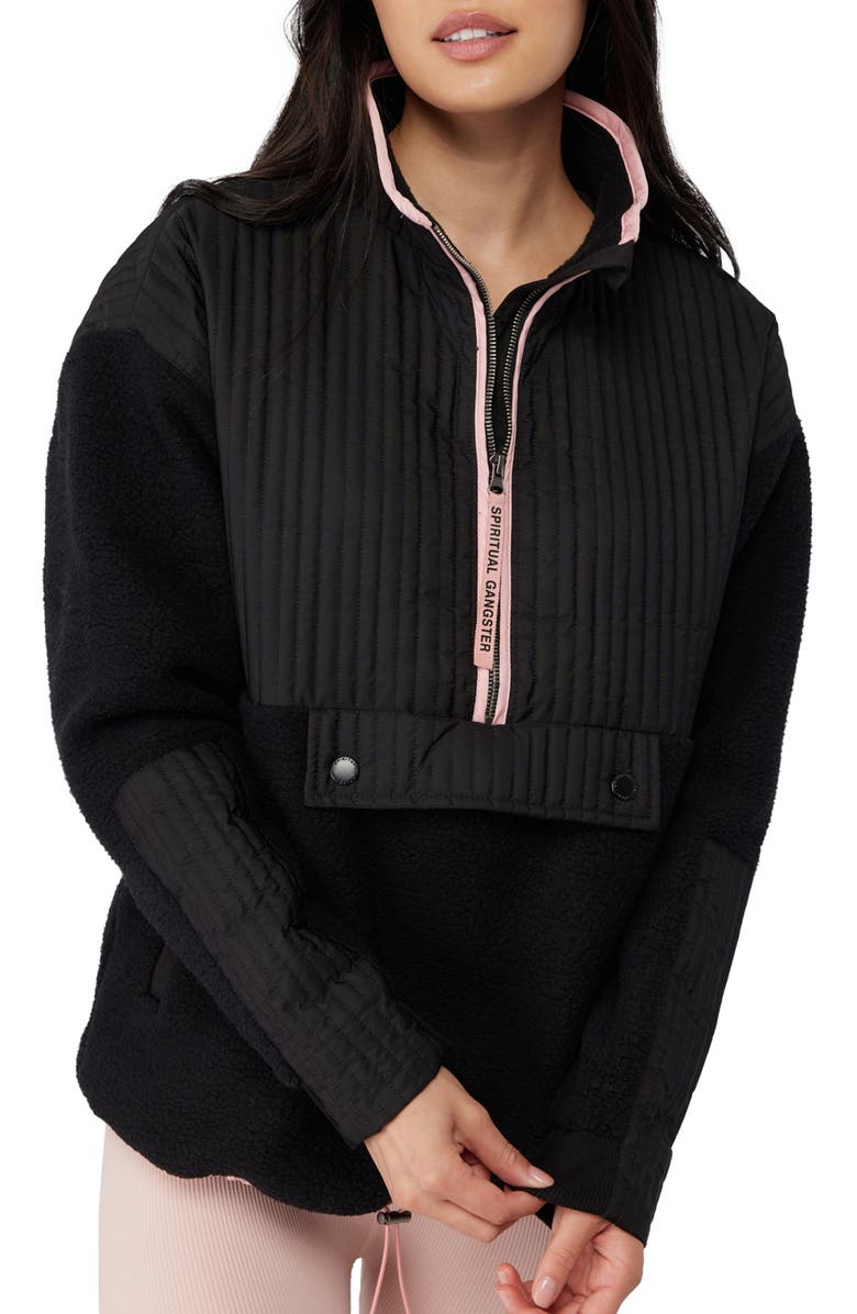 Spiritual Gangster Mix Media Half Zip Pullover, Main, color,