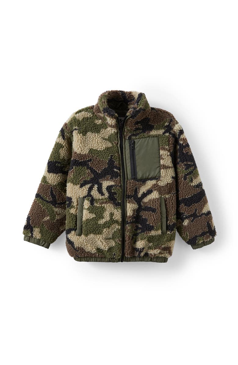 Cotton On Kids Kid's Simon Soft Fleece Jacket, Main, color, Camo Khaki Green