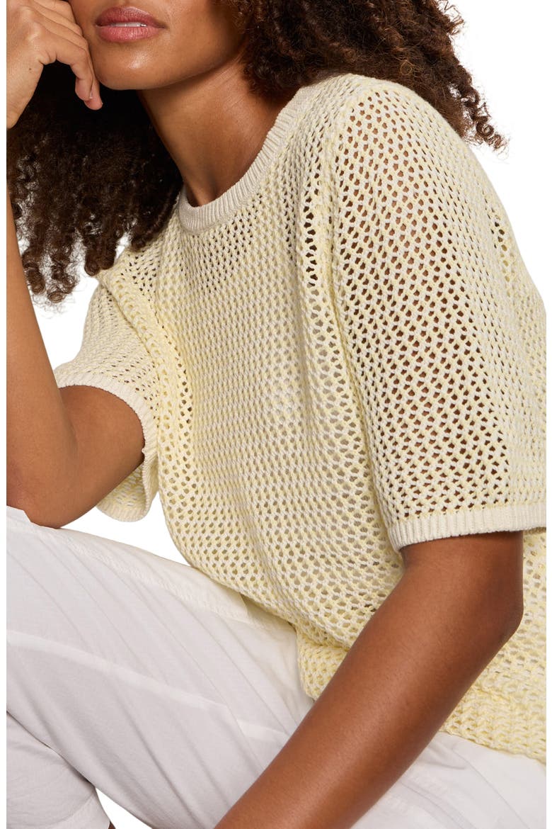 Open Stitch Short Sleeve Sweater, Alternate, color, LEMON DROP YELLOW