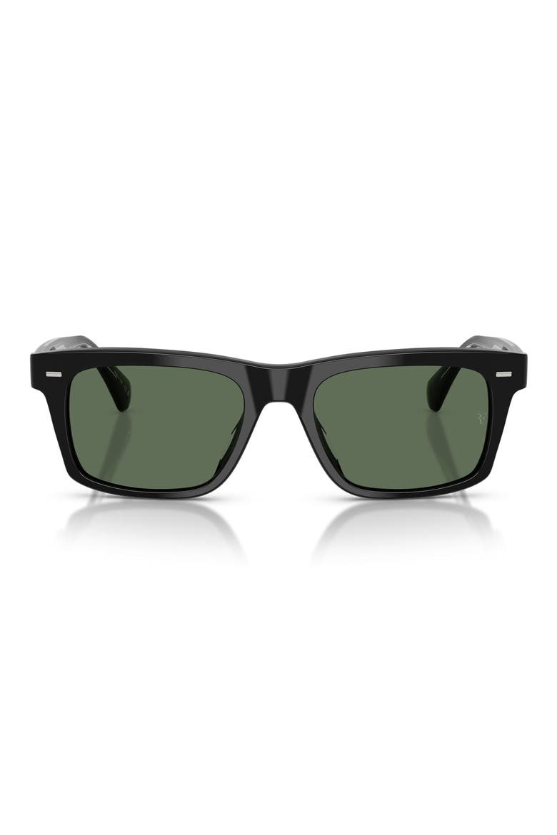 x Roger Federer Mr. Federer 55mm Polarized Rectangular Sunglasses, Main, color, BLACK / G-15 POLAR