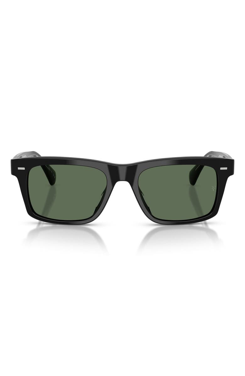 Oliver Peoples x Roger Federer Mr. Federer 55mm Polarized Rectangular Sunglasses, Main, color, Black / G-15 Polar