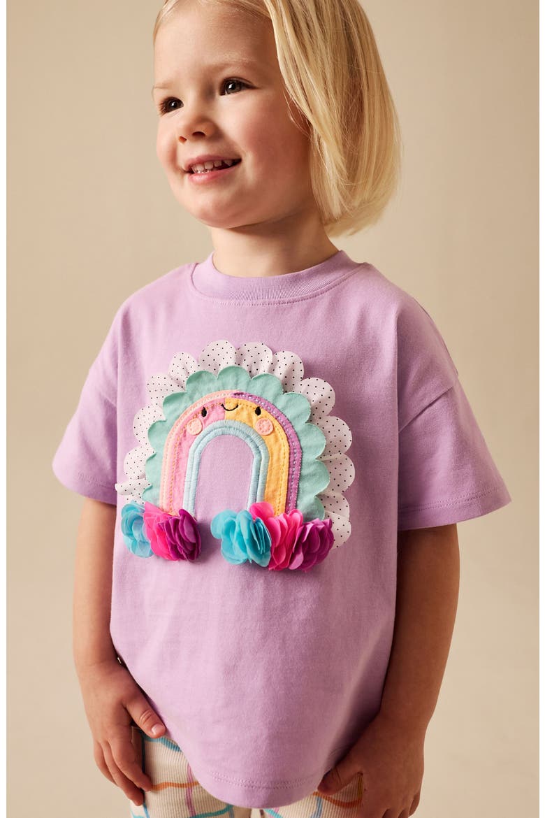 Kids' Rainbow Appliqué T-Shirt & Leggings Set, Alternate, color, PURPLE