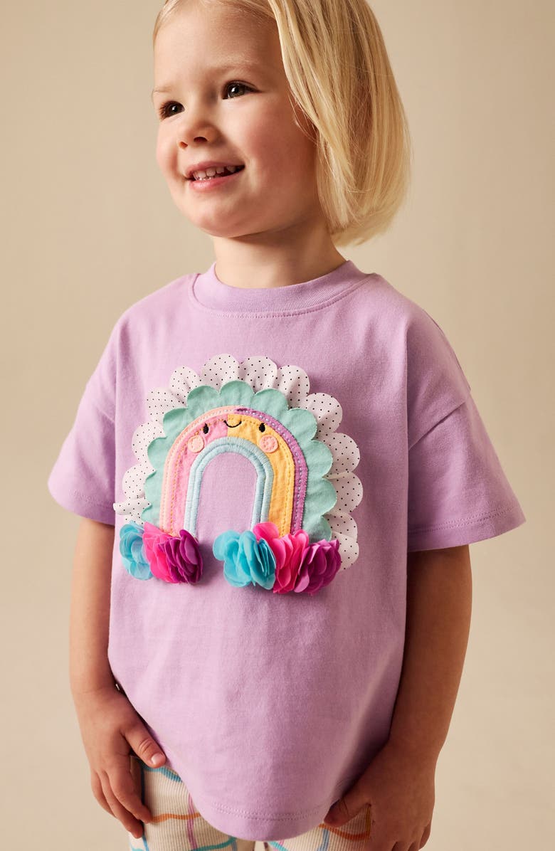 NEXT Kids' Rainbow Appliqué T-Shirt & Leggings Set, Alternate, color, Purple