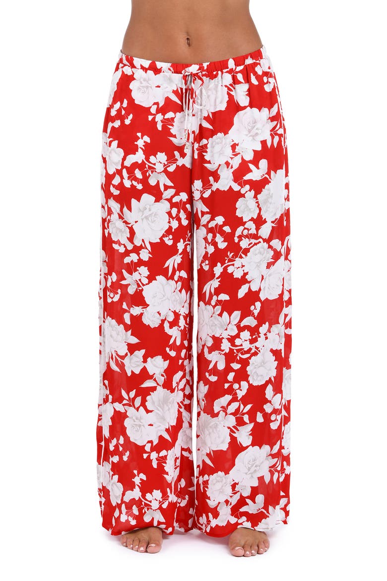 Geraldine Ikebana Cover-Up Pants, Main, color, ROUGE
