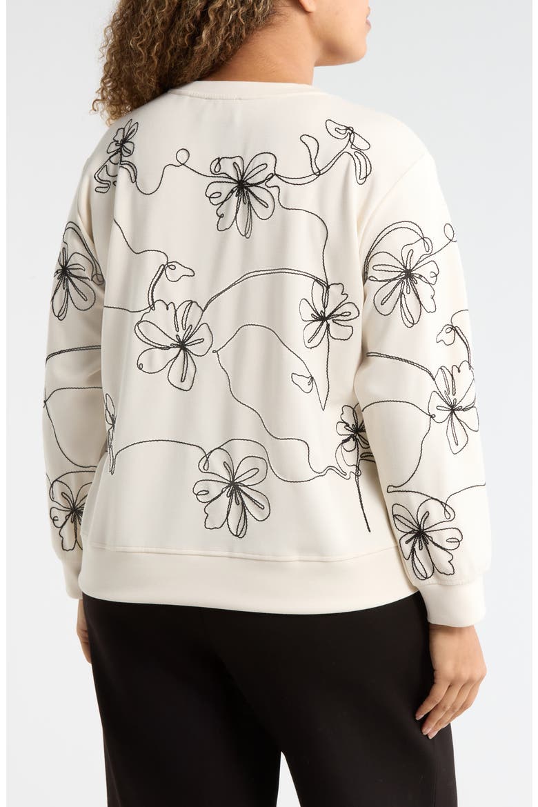 Embroidered Scuba Knit Sweatshirt, Alternate, color, ECRU/BLACK EMBROIDER