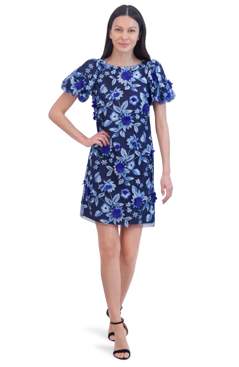 Eliza J Embroidered Floral Appliqué Cocktail Dress, Alternate, color,