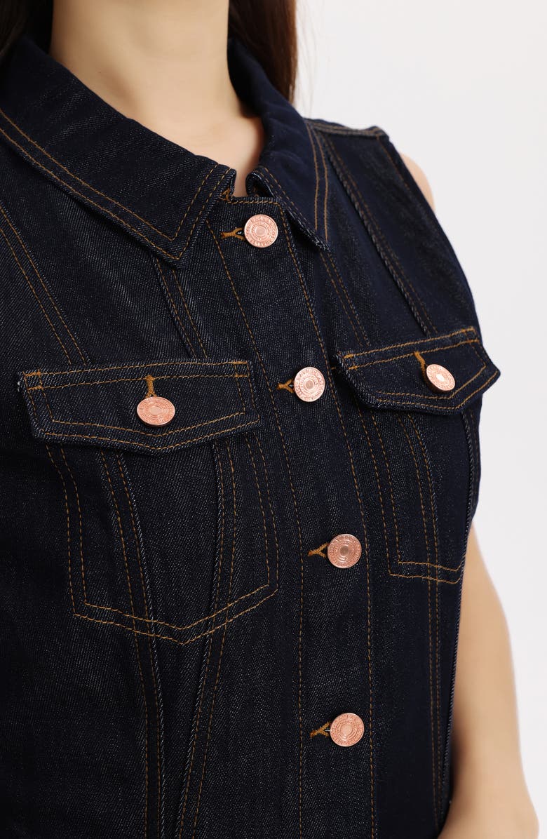 Bayeas Julia Belted Sleeveless Denim Midi Dress, Alternate, color, Raw Denim
