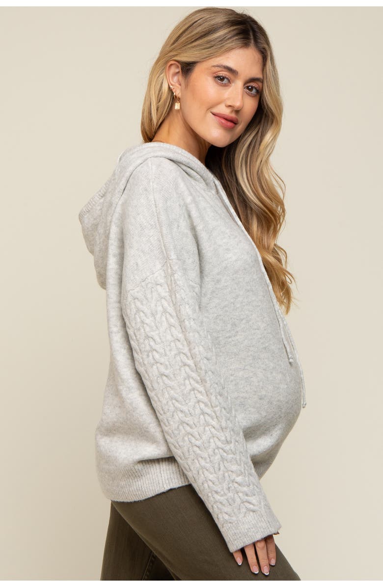 PinkBlush Mixed Knit Hooded Sweater, Alternate, color, Grey