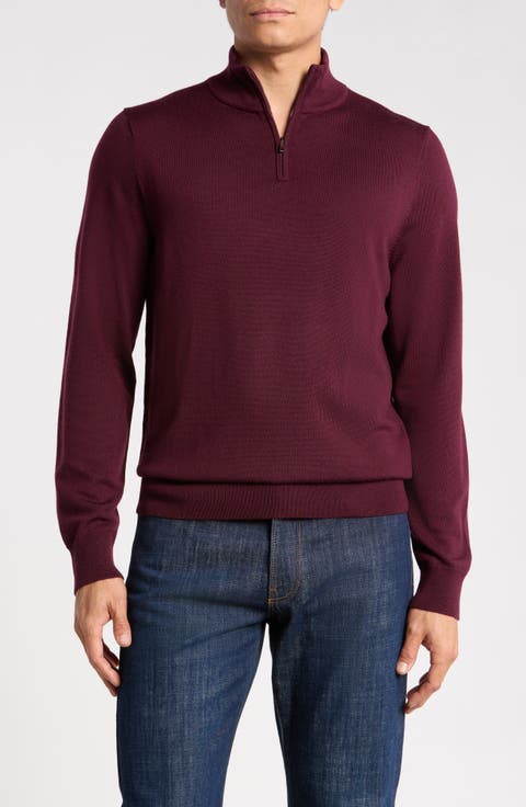 Washable Merino Wool Quarter Zip Sweater
