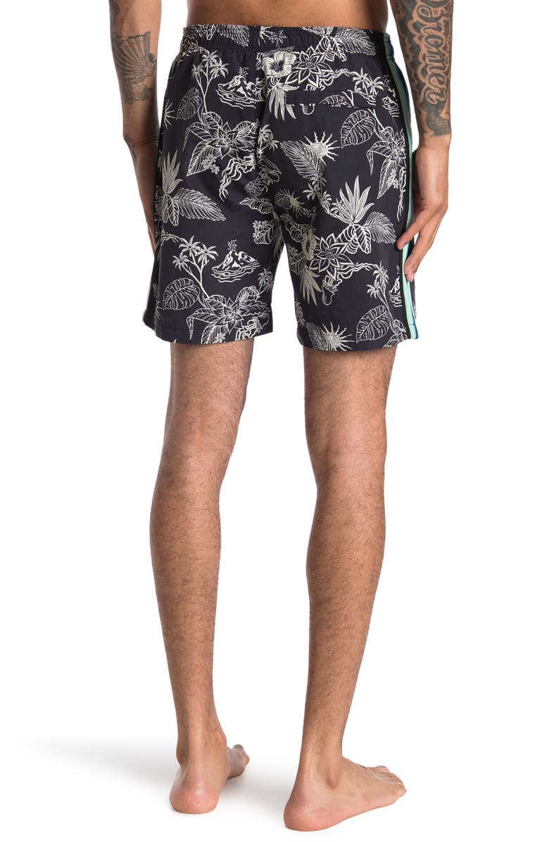 Scotch & Soda Contrast Printed Swim Trunks, Alternate, color, 