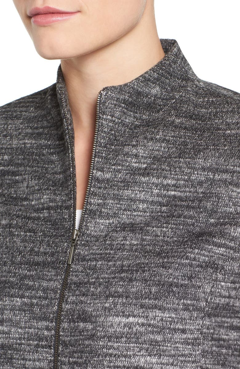 Emerson Rose Funnel Neck Zip Front Jacket, Alternate, color, Grey Tempest Weave