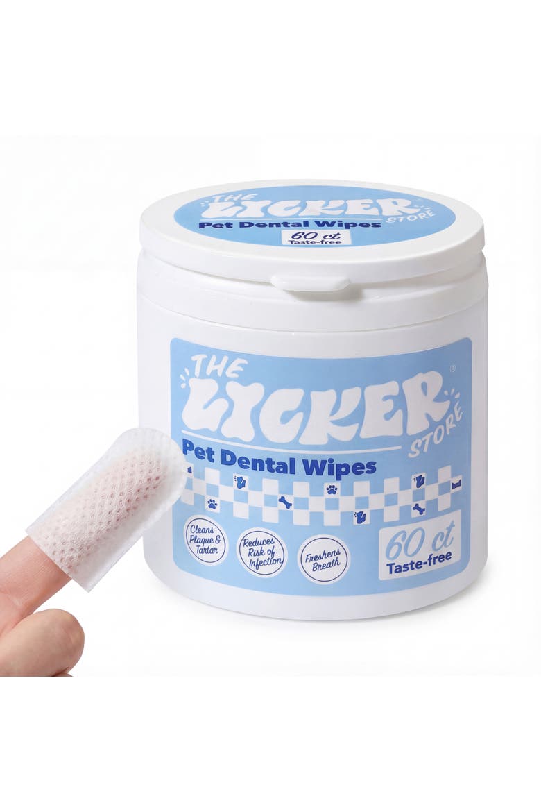 Hypoallergenic Dog Dental Finger Wipes with Aloe, Coconut Oil & Honey, Main, color, Unscented -1Pack (60ct)