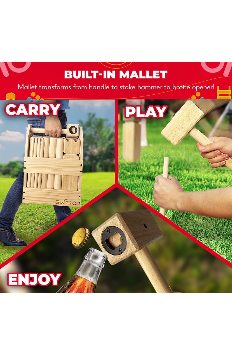 Swooc Games Kubb Yard Game With Crate, Alternate, color, Beige