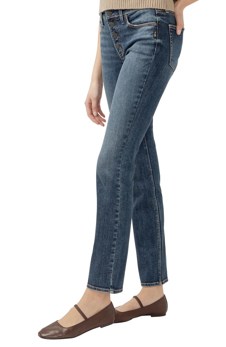 Silver Jeans Co. Most Wanted Exposed Button Mid Rise Straight Leg Jeans, Alternate, color, 