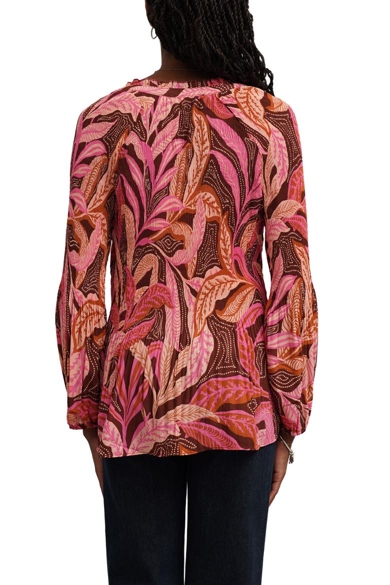 Floral Ruffle Neck Plissé Blouse, Alternate, color, JOHANNA