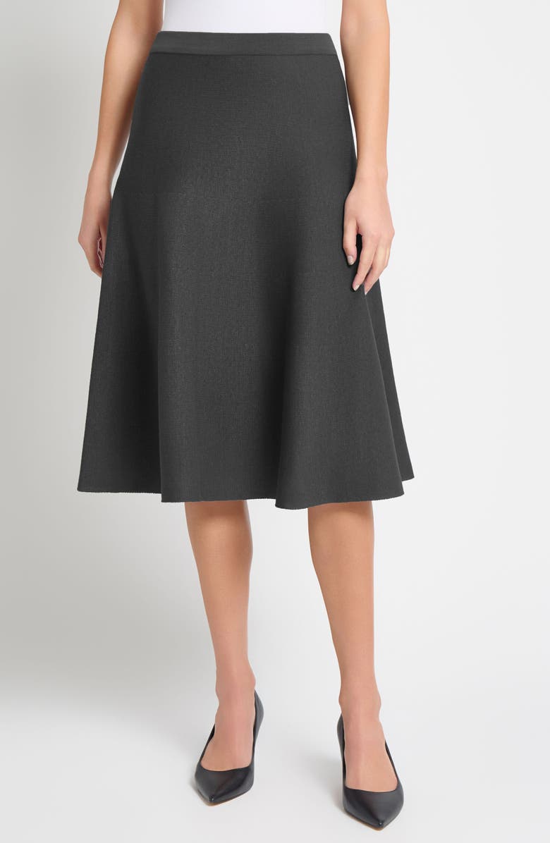 Ming Wang Flare Knit Midi Skirt, Main, color, Granite