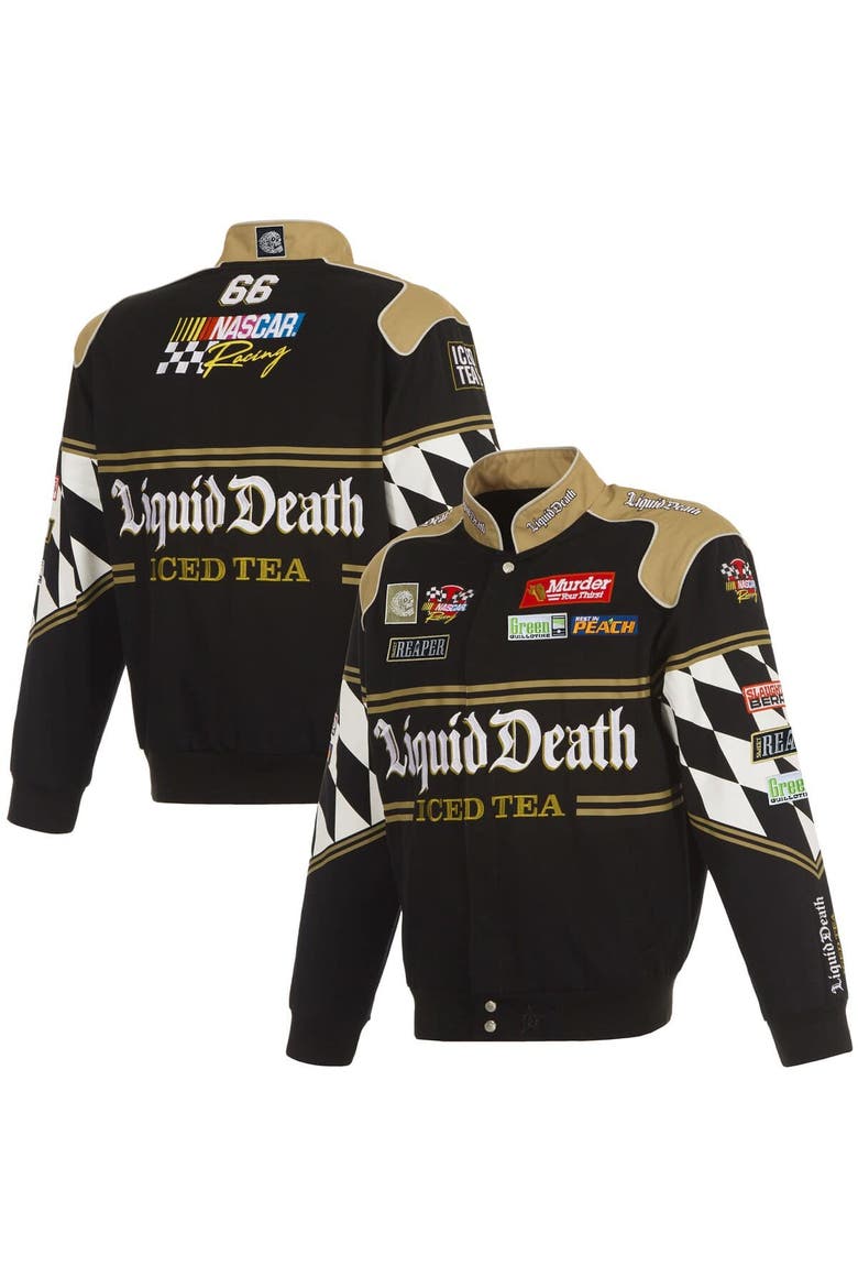Men's JH Design Black NASCAR Liquid Death Full-Snap Twill Uniform Jacket, Main, color, Black
