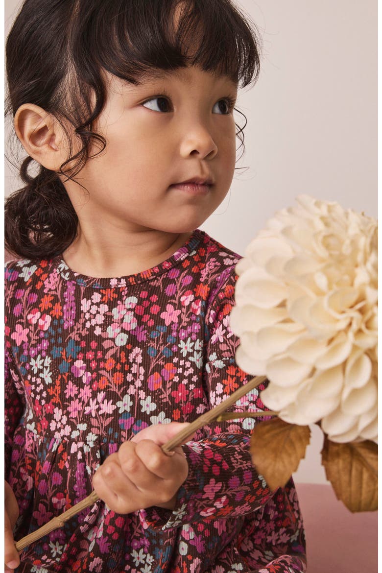 Kids' Ditsy Floral Rib Jersey Dress, Alternate, color, PINK